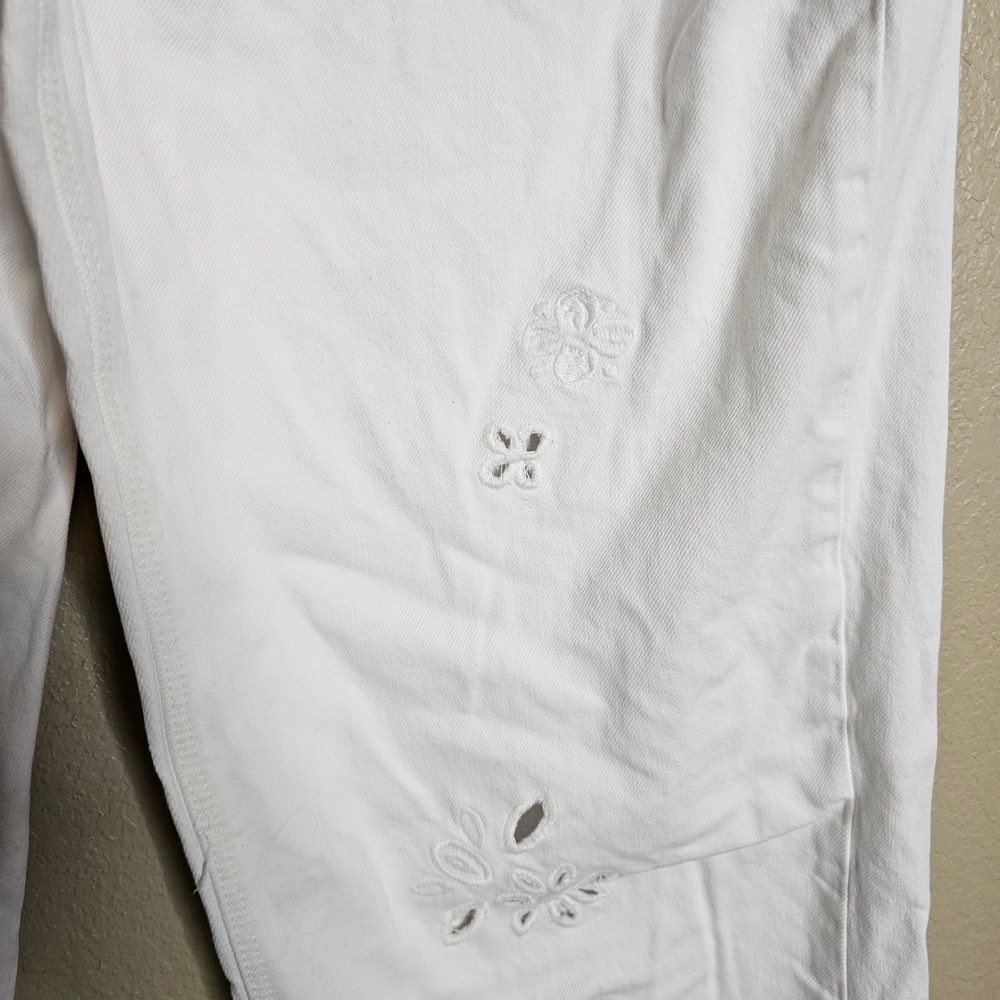 14 Long AE Strigid Embroidered Low-Rise Ex-Boyfriend Baggy Jean Eyelet White - Picture 6 of 14